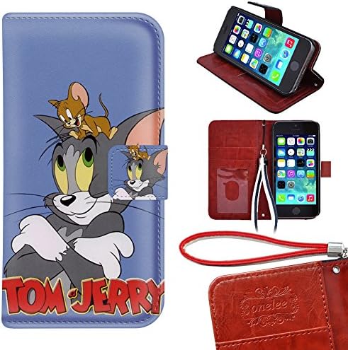 iPod Touch 5 Wallet Case,Customized Tom and Jerry Durable Premium Protective PU Leather Case Cover with Card Slots for iPod Touch 5