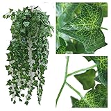 【ADOSSY】 人工 観葉植物 アイビー 壁掛け タイプ インテリア 造花 グリーン ホワイトメッシュ (グリーン 1 本)