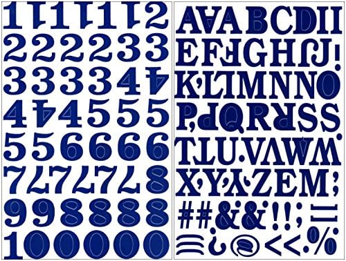 "10 Sheets" "1.1 Inches" Numbers &amp; Letters Alphabet Sticker Decal Graphic Logo Sign Office Car Blue