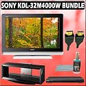 Sony Bravia M-Series KDL-32M4000/W 32-inch 720P LCD HDTV (White) + Sony DVD Player w/ TV Stand Accessory Kit