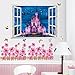 LUCKKYY®Castle Peel & Stick 3D Window View Decal Wall Decorations for Living Room