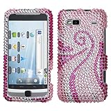 Pink Silver Phoenix Tail Full Diamond Bling Snap on Design Hard Case Facepl ....
