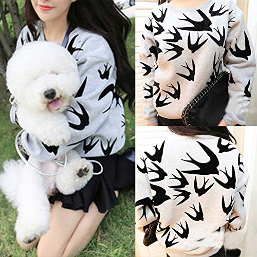 MIOIM® シャツ ゆったり トレーナー ラウンドネック 長袖 きれいめ ブラウス ツバメ柄 レディース カジュアル 登校 通勤 トップス お出かけ お呼ばれ