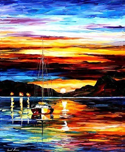 Modern Art Canva Drowned Sunset Painting Palette Knife Painting Wall Art Canvas Unframed Painting 18x15in 45x37.5cm
