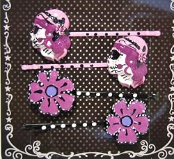 Rockabilly Gypsy Skull Lady Flower Love Hairpins