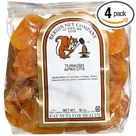 Bergin Nut Company Apricot Whole Fancy Large, 16-Ounce Bags (Pack of 4)