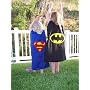 Reversible Superman Batman Superhero Cape Costume with Mask Blue