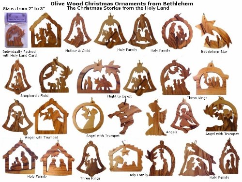 12 Olive Wood Christmas Ornaments 12 Olive Wood Christmas Ornaments