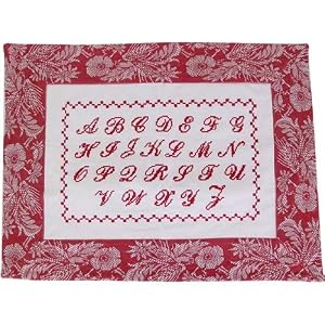 Redwork alphabet sampler French linen pillow sham