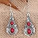 YAZILIND Vintage Red Round Teardrop Embossed Dangle Drop Hook Earrings for Women