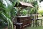 TIKI BAR - ISLAND TIKI BAR BROWN W/ 3 BAR STOOLS - TROPICAL BAR DECOR