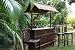 TIKI BAR - ISLAND TIKI BAR BROWN W/ 3 BAR STOOLS - TROPICAL BAR DECOR
