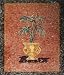 Green Plant in a Golden Pot Marble Mosaic  Hand Made