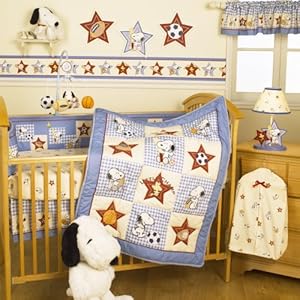 Bedtime Originals Champ Snoopy 4-Piece Baby Crib Bedding Set Blue