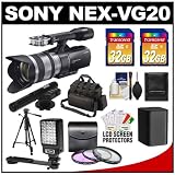 Sony Handycam NEX-VG20 1080 HD Video Camera Camcorder with 18-200mm OSS Lens + Sony Case + (2) 32GB Cards + Battery + LED Video Light + Microphone + 3 UV/FLD/CPL Filters + Tripod + Accessory Kit