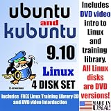 Ubuntu 9.10 and Kubuntu 9.10, 4-disks DVD Set Includes Linux Training Library, 