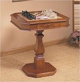 Nostalgic Oak Finish Hardwood Chess Checker Game Table