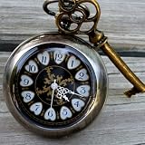 Steampunk pocket watch key Necklace locket pirate Victorian locket pendant charm wedding bridal ALICE in Wonderland