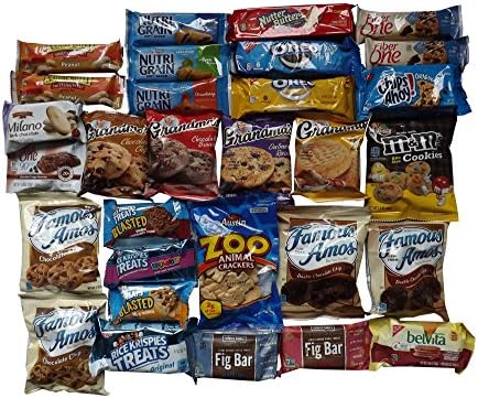 Sweet Cookies Party Snacks, Variety Sampler Pack Bundle (30 Count) Includes Famous Amos, Chips Ahoy, Oreos, Grandmas Cookies, Rice Krispies, &amp; More Includes Bonus Cookies Recipes