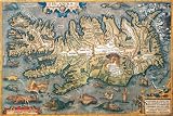 Art Poster, Map of Iceland - 27.5 x 18.75