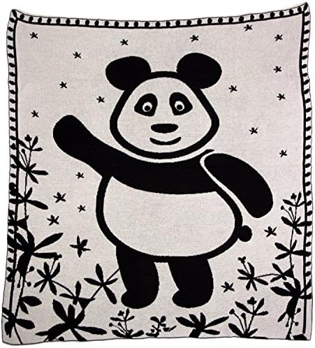 SonnenStrick 100% Organic Cotton Baby Blanket (Panda) Made in Germany Black