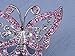 Alilang Adjustable Silvery Tone Iridescent Pink Rhinestones Butterfly Heart Ring