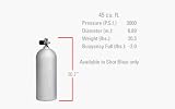 Sherwood 45 cu ft. Shot Blast Aluminum Cylinder 3000 PSI
