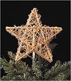 Gold Rattan 3D Star Christmas Tree Topper - Clear Lights