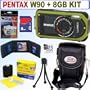 Pentax Optio W90 12.1 MP Waterproof Digital Camera (Pistachio Green) + 8GB Accessory Kit