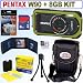 Pentax Optio W90 12.1 MP Waterproof Digital Camera (Pistachio Green) + 8GB Accessory Kit
