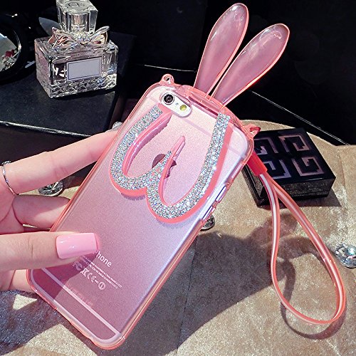 Anven Hybrid 3D Handmade TPU Rubber Gel Rabbit Ear KickStand Case Cover for Apple IPhone 6 (4.7 Inch) - Pink