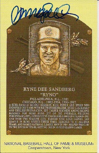 Ryne Sandberg Autographed/Hand Signed Hall Of Fame Gold Plaque