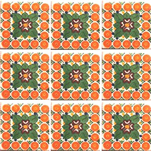 9 Hand Painted Talavera Mexican Tiles 4x4