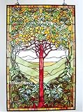 Tiffany Style Stained Glass Window Panel Tree of Life 23 x 35 P153