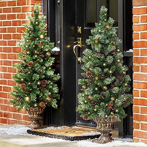 Classic Pre-Lit 4 ft. Christmas Entryway Tree Decor | Perfect for the Holiday Home Indoor / Outdoor Decoration