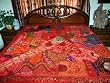 ZARDOZI EMBROIDERED BEADS SARI TAPESTRY BEDSPREAD COVERLET THROW WALL HANGING