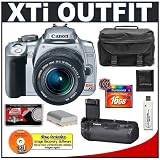 Canon Digital Rebel XTi 10.1MP Digital SLR Camera (Silver) + Canon EF-S 18-55mm Lens [Outfit] + BG-E3 Grip + 16GB Card + NB-2LH Battery + Accessory Kit