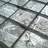 Glasmosaik Fliesen 4,8x4,8x0,8cm Silber Metall 0,090m