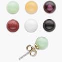 Genuine Gemstone 6 Pair Stud Earrings Set with Free Pouch