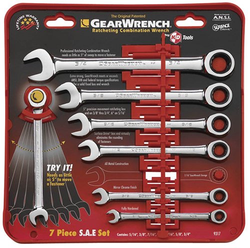 GearWrench 9317 7 Piece Ratcheting Wrench Set 5/16-Inch to 3/4-Inch Standard
