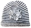 Handmade Pure Alpaca Natural Fiber Hat - Gray and White Stripes (Small/medium Size Women/teens)