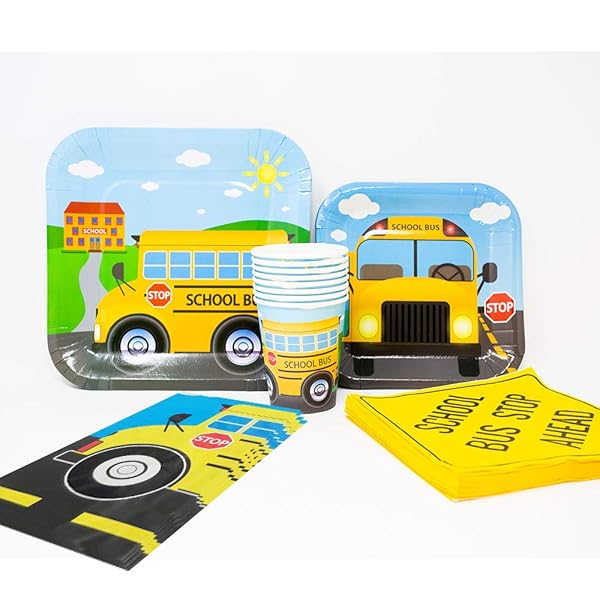 School Bus Deluxe Party Packs 70 Pieces For 16 Guests