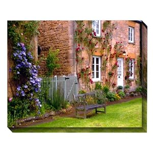 Blue Garden Designs #63815OD Village Bench Outdoor Canvas Art, 40-inch-by-30-inch by 