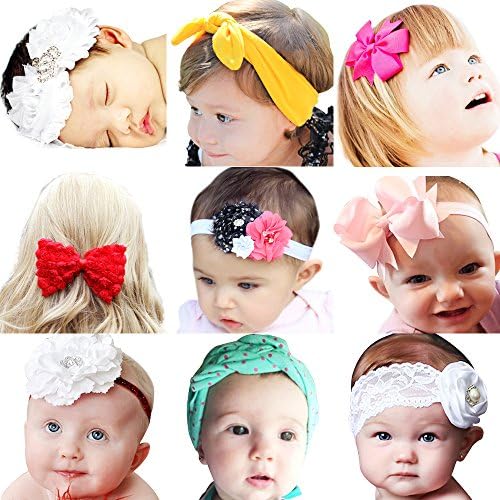 Tooline® (9 pcs)Baby's Headbands Girl's Cute Hair Bows Hair bands Newborn headband