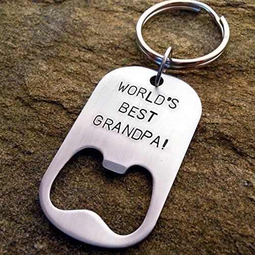 Personalized Bottle Opener Keychain or Necklace Hand Stamped Custom Made Gift for Dad Grandpa