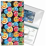 Lenticular Check Book Cover, 3D HAPPY FACE, YELLOW, GREEN, LIGHT BLUE, BLACK R-D006-CBC