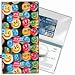 Lenticular Check Book Cover, 3D HAPPY FACE, YELLOW, GREEN, LIGHT BLUE, BLACK R-D006-CBC
