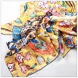 Prettystern - 90cm X 90cm Art Print 100% Twill Silk Scarf - Gustav Klimt -Woman With Fan