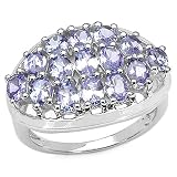 2.55 Carat Genuine Tanzanite .925 Silver Ring