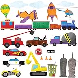 Car Wall Stickers, Train Wall Decals & Airplane Wall Decals by My Wonderful Walls - Peel & Stick Construction Stickers for Kids and Nursery Wall Art